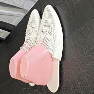 TORY BURCH WHITE MULES